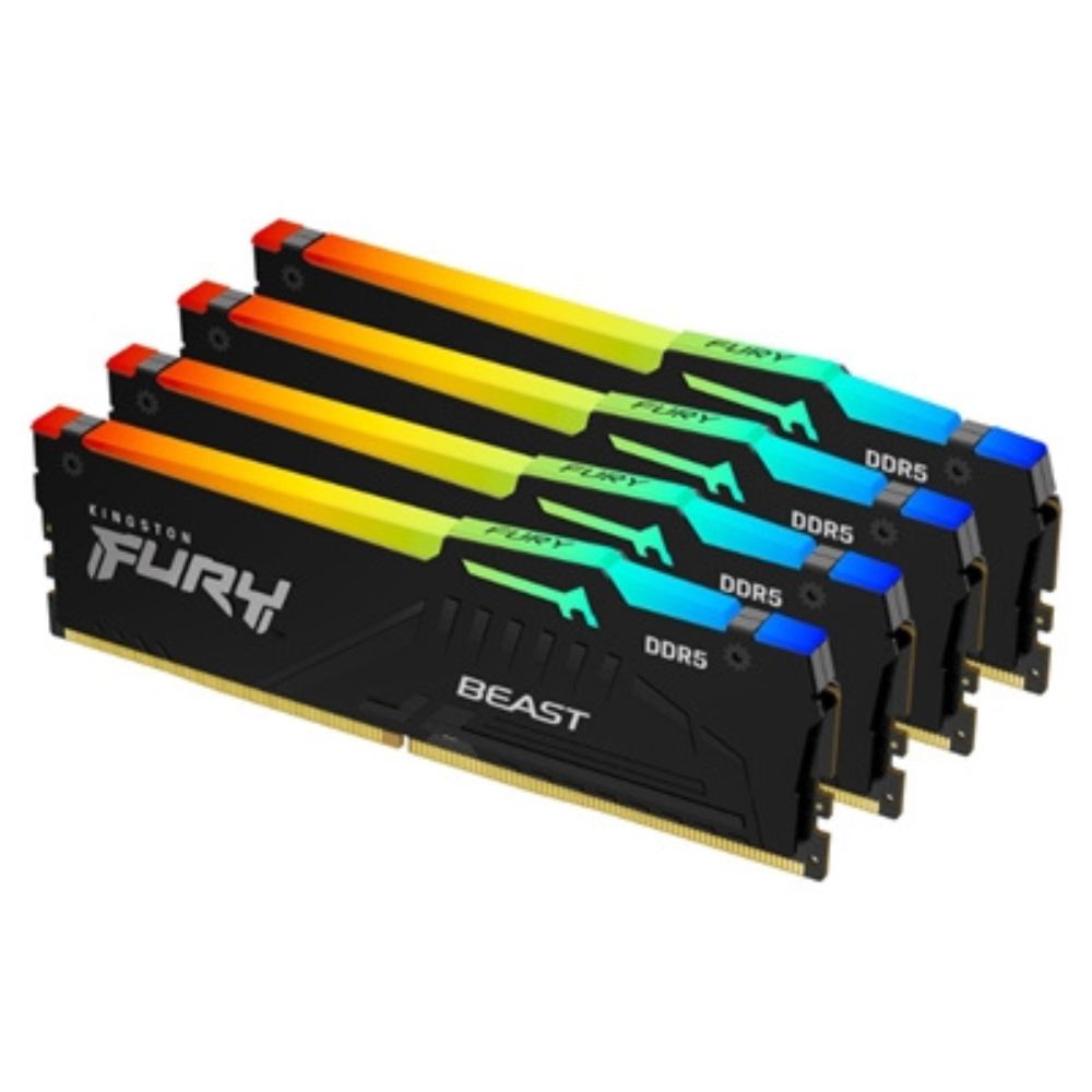DDR5 128GB(4X32GB) 5600MT/S KF556C40BBAK4-128 KINGSTON FURY BEAST BLACK RGB XMP CL40