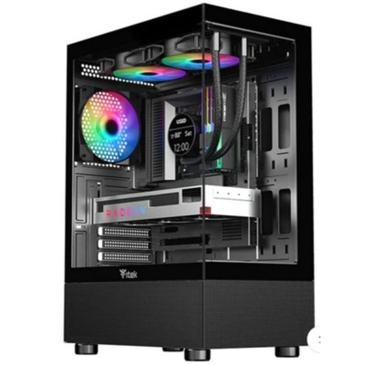 CABINET ITEK SHOWBUI 33B - GAMING MIDDLE TOWER ATX, 12CM ARGB FAN, USB3, SIDE+FRONT PANEL TEMP GLASS