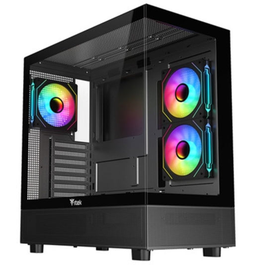 CABINET ITEK SHOWBUI 42B - GAMING TOWER ATX, 3X12CM ARGB FAN, 2XUSB3, SIDE+FRONT PANEL TEMP GLASS