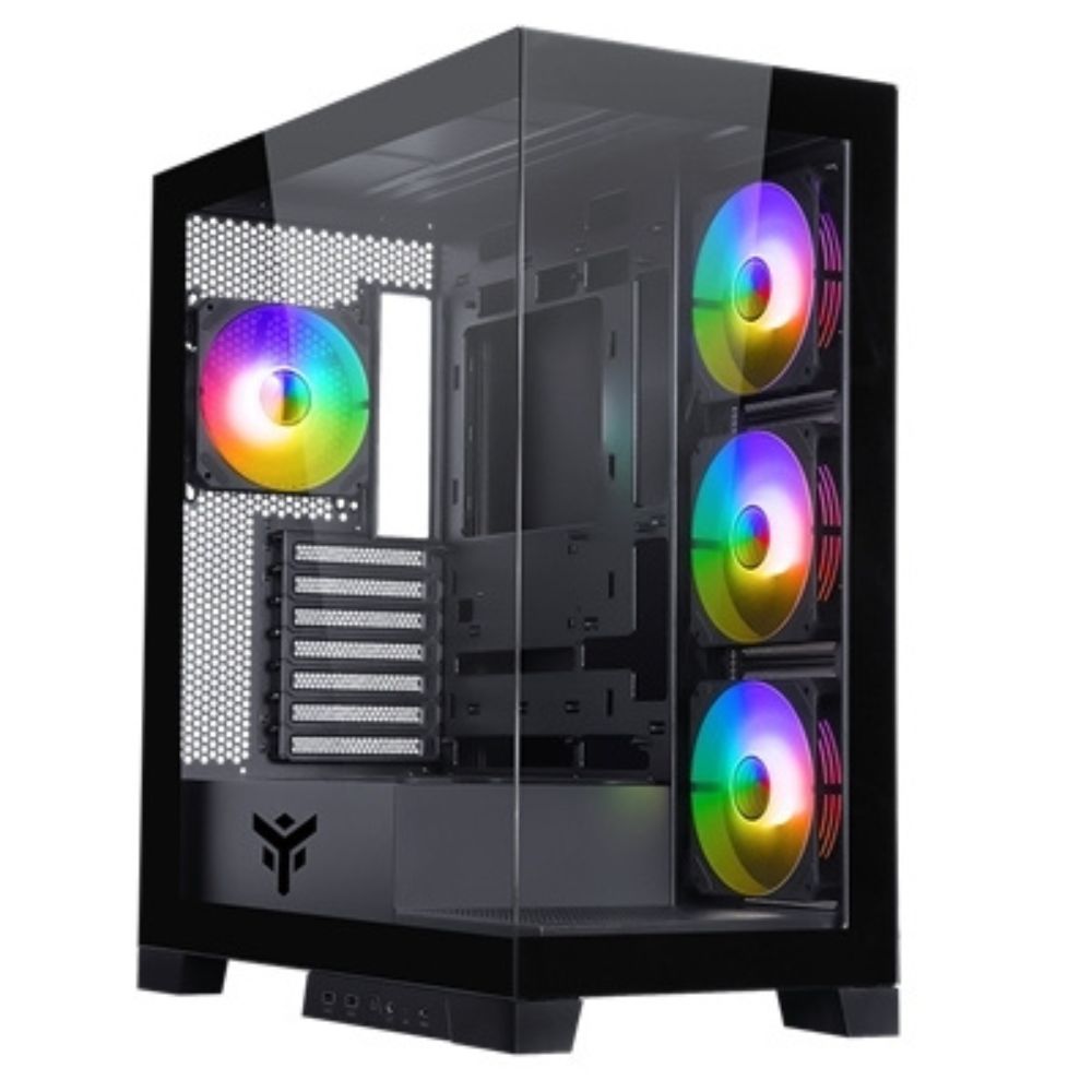 CABINET ITEK SHOWBUI 45B - GAMING TOWER, ATX, 4X12CM ARGB FAN, 2XUSB3, TYPE-C, SIDE+FRONT PANEL TEMP GLASS