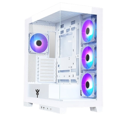 CABINET ITEK SHOWBUI 45W - GAMING TOWER, ATX, 4X12CM ARGB, 2XUSB3, TYPE-C, SIDE+FRONT PANEL TEMP GLASS, WHITE
